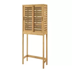 Linon Bracken 26-in W x 65-in H x 11-in D Natural 3-Shelf Over-the-Toilet Storage
