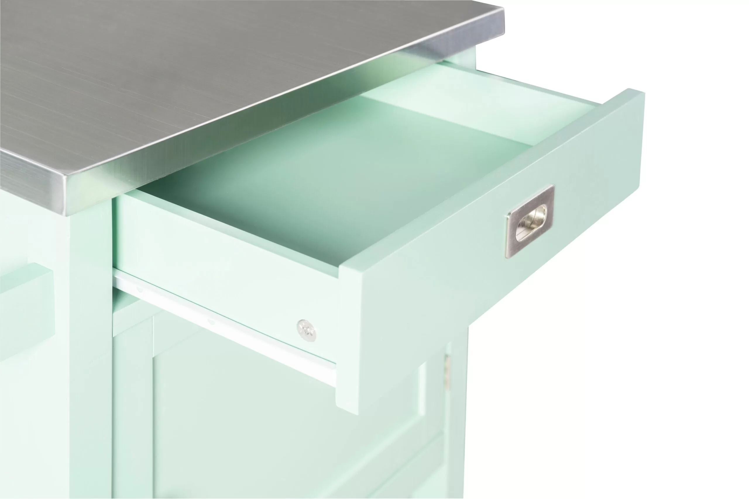 Linon Green Wood Base with Stainless Steel Metal Top Rolling Kitchen Cart (22-in x 18-in x 36-in) - Image 3