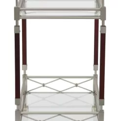 Alternative view of OSP Home Furnishings Chrome Metal Base with Glass Top Rolling Kitchen Cart (16.38-in x 31.25-in x 30-in)