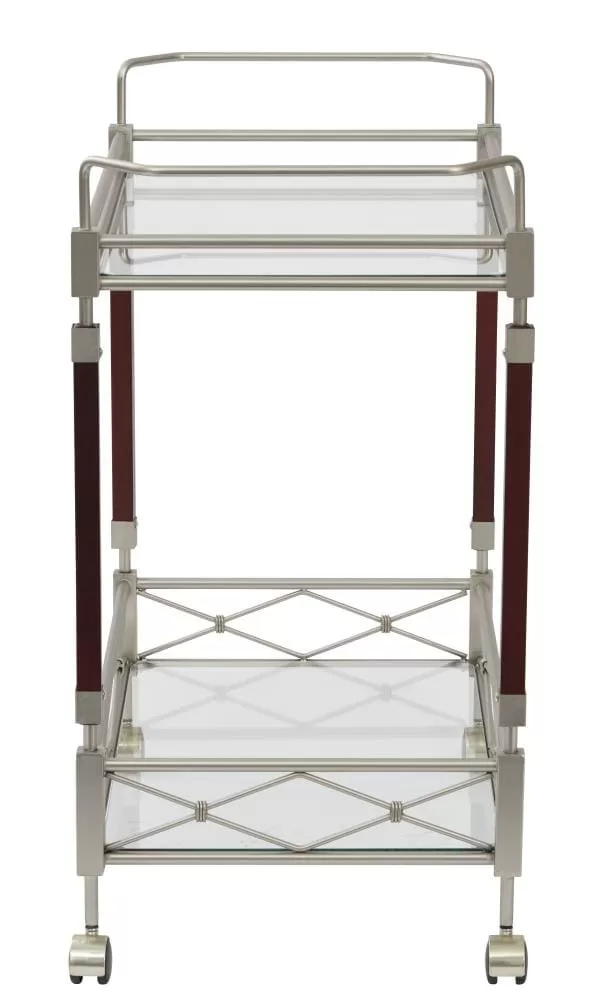 OSP Home Furnishings Chrome Metal Base with Glass Top Rolling Kitchen Cart (16.38-in x 31.25-in x 30-in) - Image 2