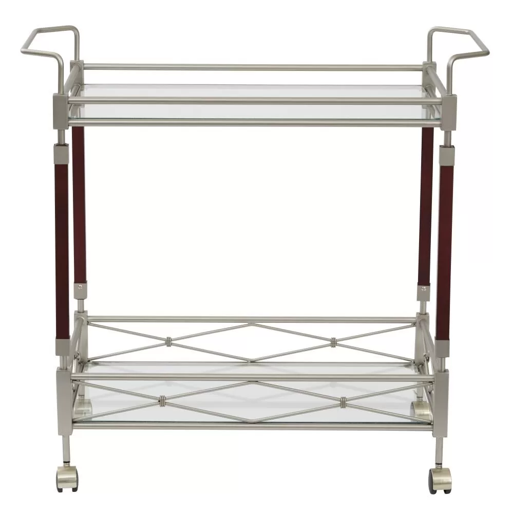 OSP Home Furnishings Chrome Metal Base with Glass Top Rolling Kitchen Cart (16.38-in x 31.25-in x 30-in) - Image 3