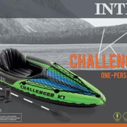 Intex Challenger K1 1-Person Inflatable Sporty Kayak + Oars And Pump | 68305EP