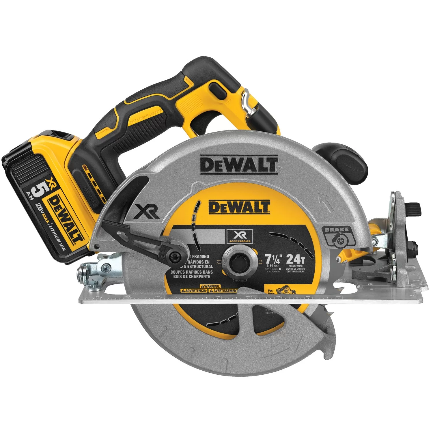 DEWALT XR 20-volt Max 7-1/4-in Brushless Cordless Circular Saw Kit Circular Saw (1-Battery and Charger Included) - Image 8