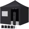 SMILE MART 10' x 10' Enclosed Outdoor Canopy with Wheeled Carry Bag, Black