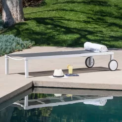 Alternative view of Mod Furniture Peyton White/Gray Metal Frame Stationary Chaise Lounge Chair(s) with Gray Sling Seat