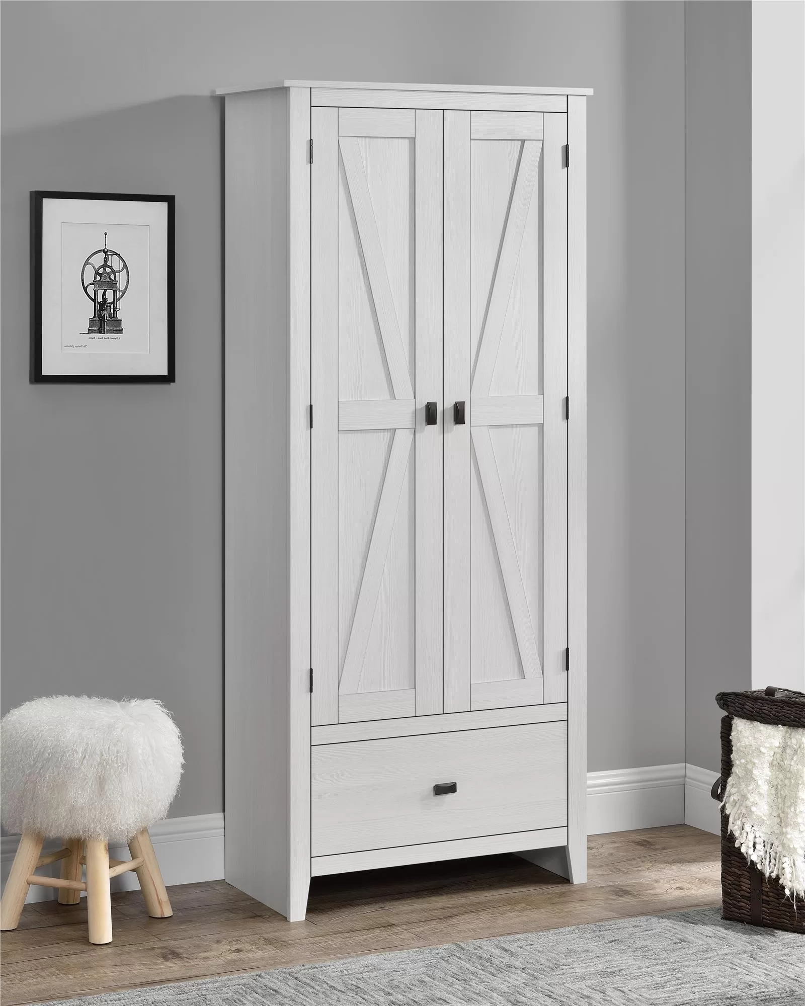 Ameriwood Home Winthrop 29.7-in x 71.9-in H Wood Composite Ivory Pine Freestanding or Wall-mount Utility Storage Cabinet - Image 2
