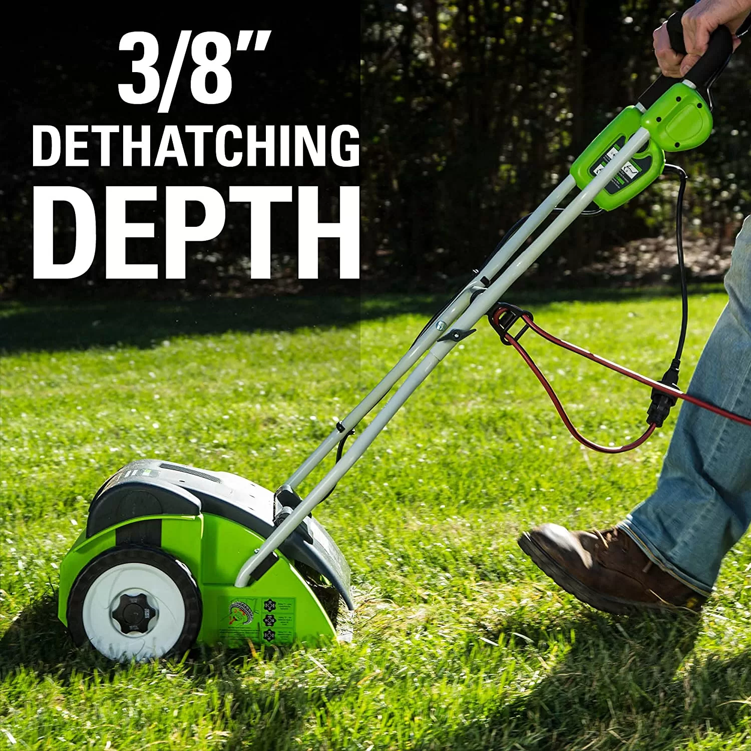 Greenworks 27022 Corded Electric Dethatcher (Stainless Steel Tines) - Image 12
