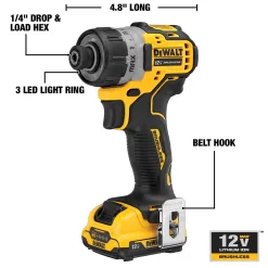 Alternative view of DEWALT XTREME 12-Volt Max Brushless 1/4-in Cordless Screwdriver (2-Batteries Included and Charger Included)