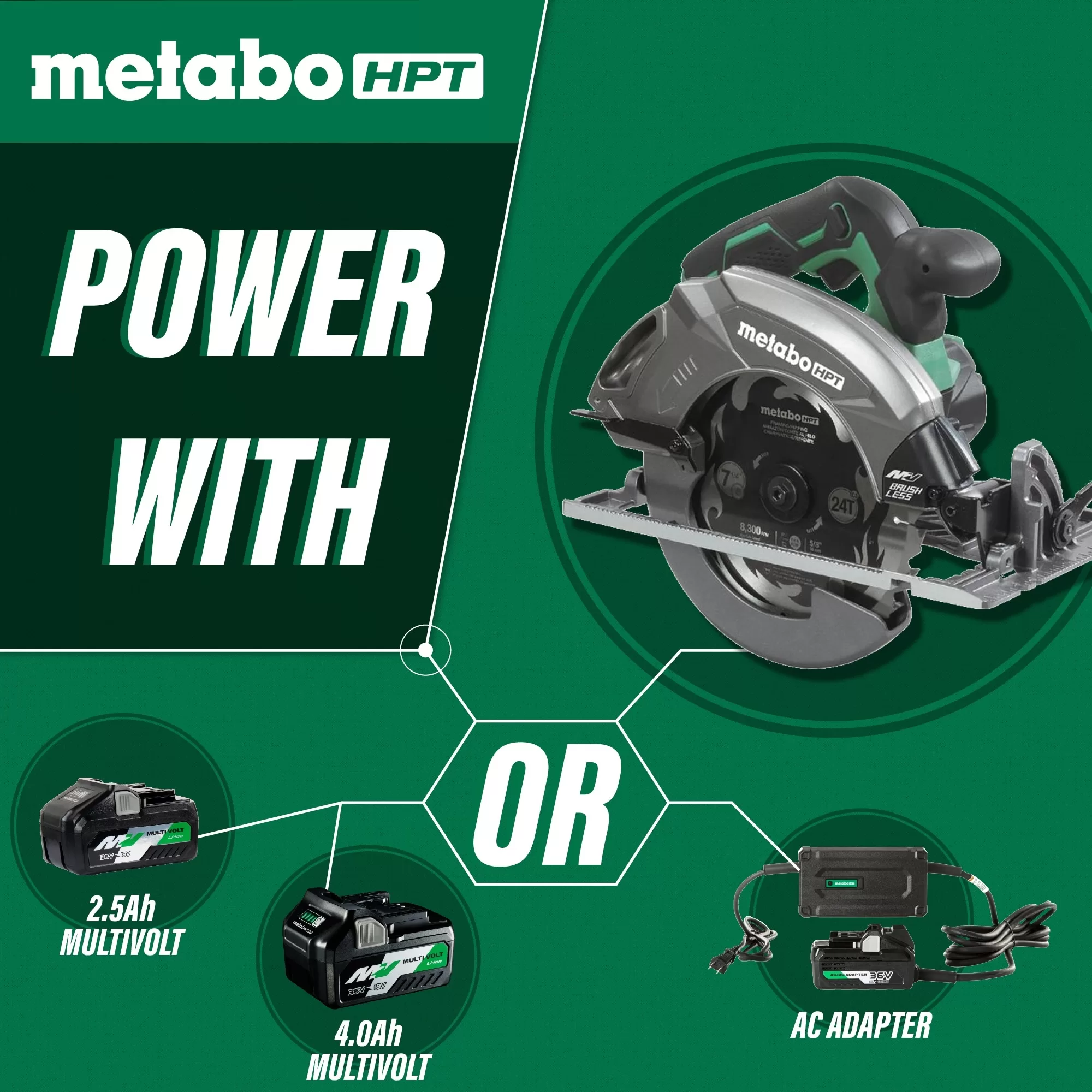 Metabo HPT MultiVolt 36-volt 7-1/4-in Brushless Hybrid Cordless and Corded Circular Saw - Image 6