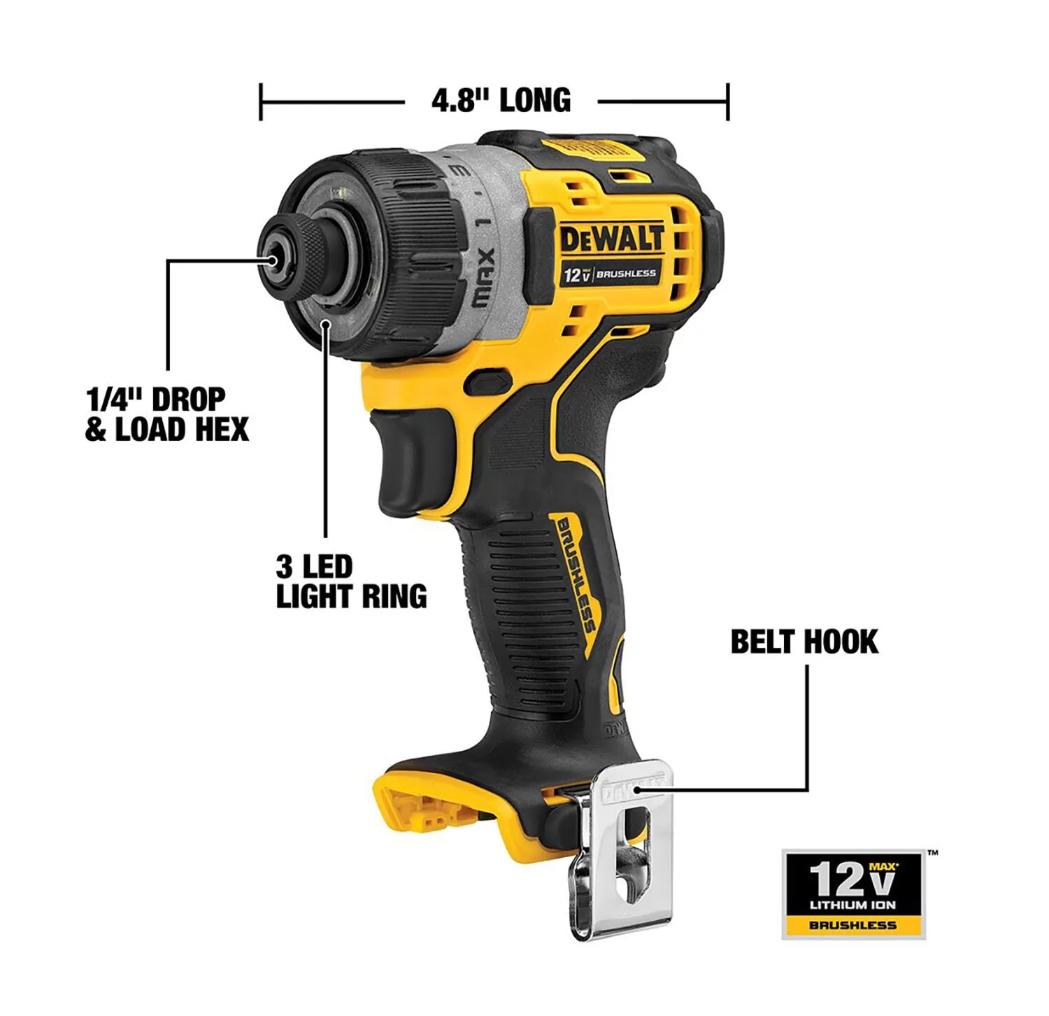 DEWALT XTREME 12-Volt Max Brushless 1/4-in Cordless Screwdriver - Image 3