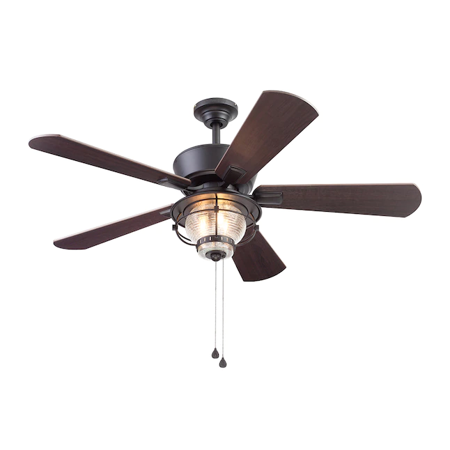 Harbor Breeze Merrimack II 52-in Bronze LED Indoor/Outdoor Downrod or Flush Mount Ceiling Fan with Light (5-Blade) - Image 12