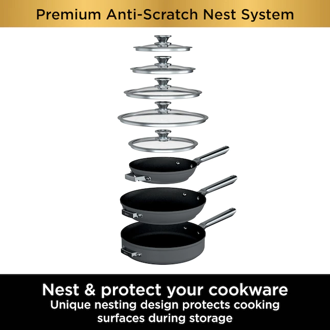 Ninja C59500 Foodi NeverStick Premium Anti-Scratch Nest System, 10-Piece Cookware Set - Image 5