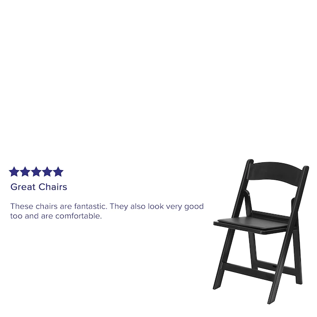 Flash Furniture 4-Pack Black Standard Folding Chair with Upholstered Seat (Indoor or Outdoor) - Image 3