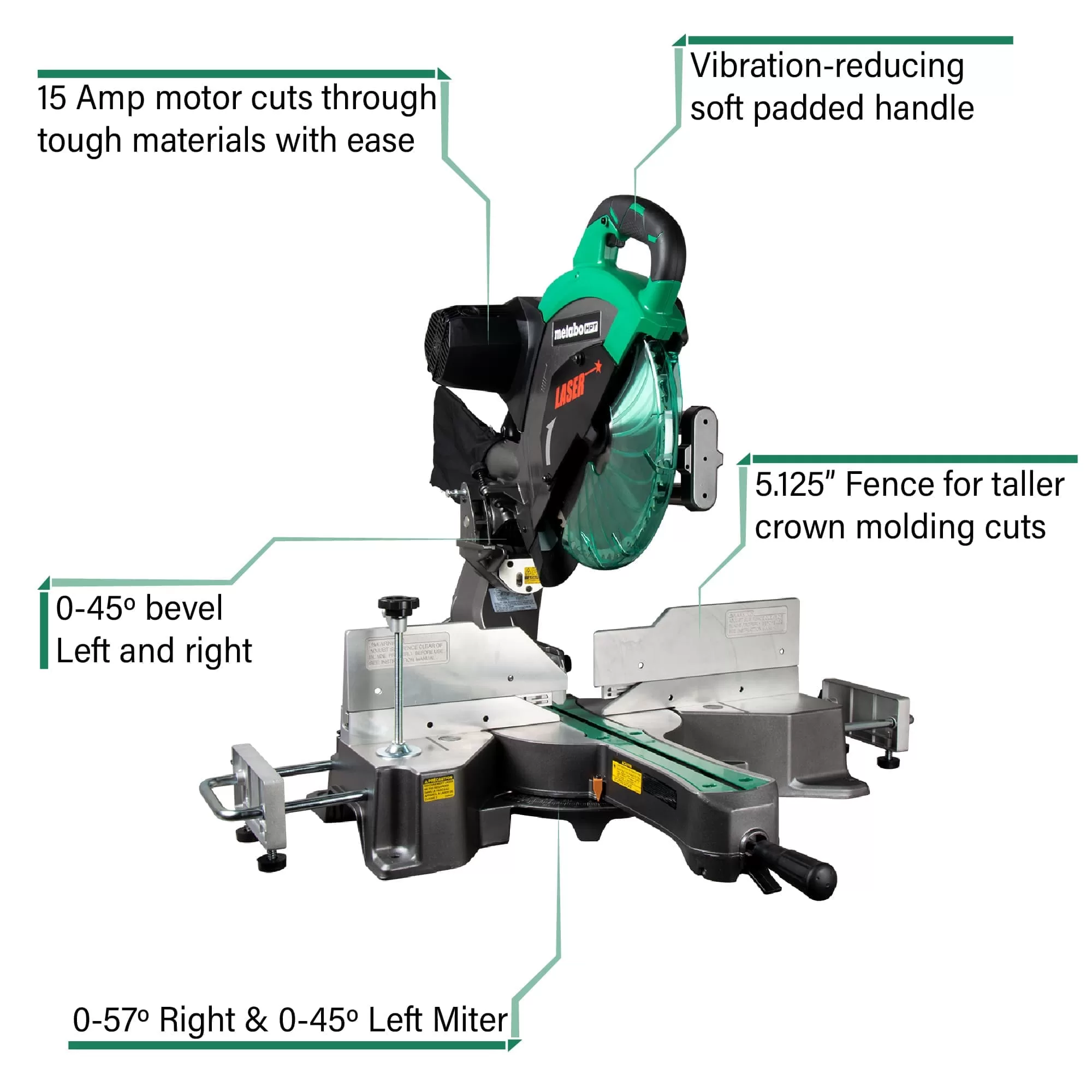 Metabo HPT 12-in 15-Amp Dual Bevel Sliding Compound Miter Saw with Laser Guide (Corded) - Image 2