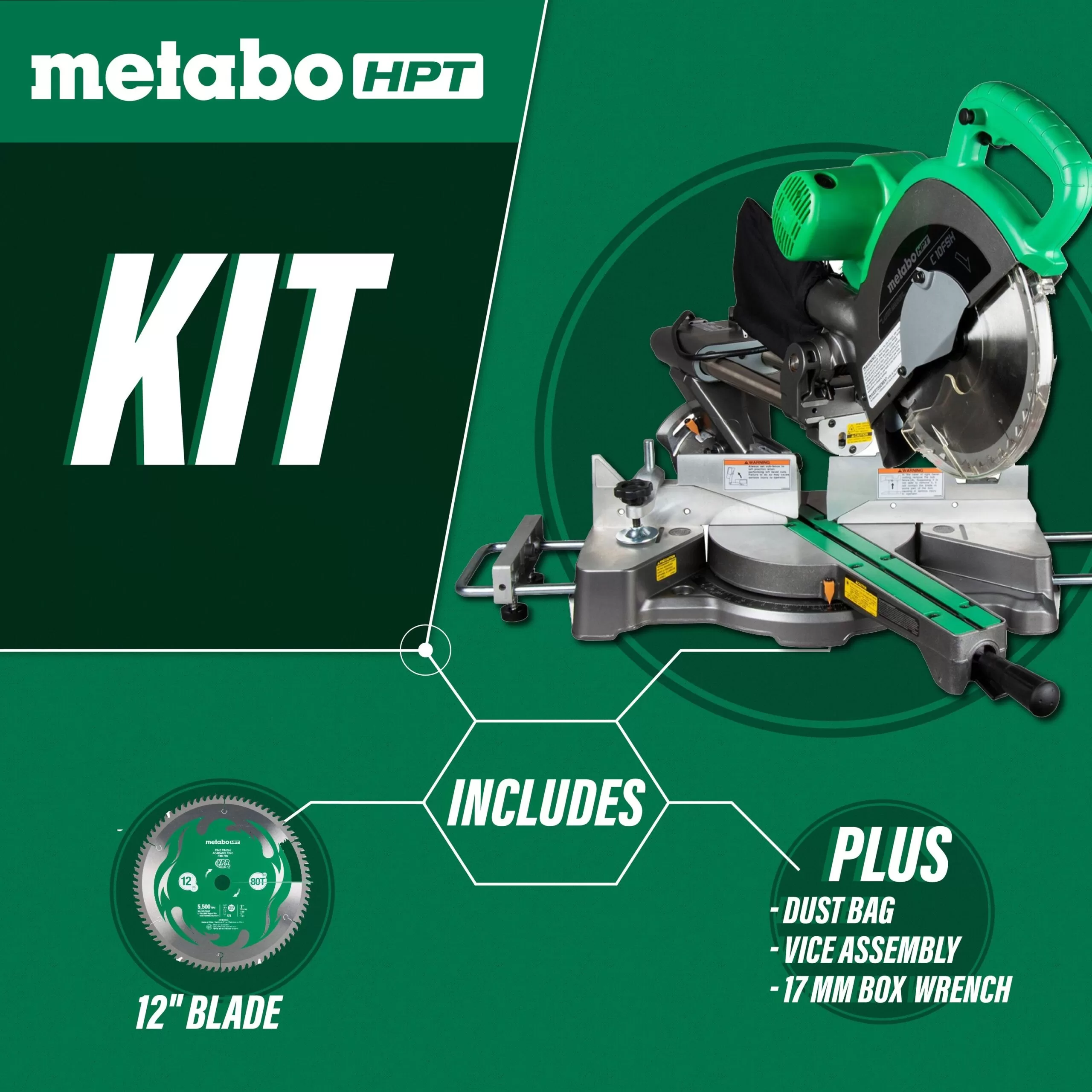 Metabo HPT 12-in 15-Amp Dual Bevel Sliding Compound Miter Saw with Laser Guide (Corded) - Image 4