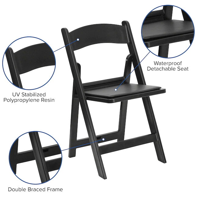 Flash Furniture 4-Pack Black Standard Folding Chair with Upholstered Seat (Indoor or Outdoor) - Image 4