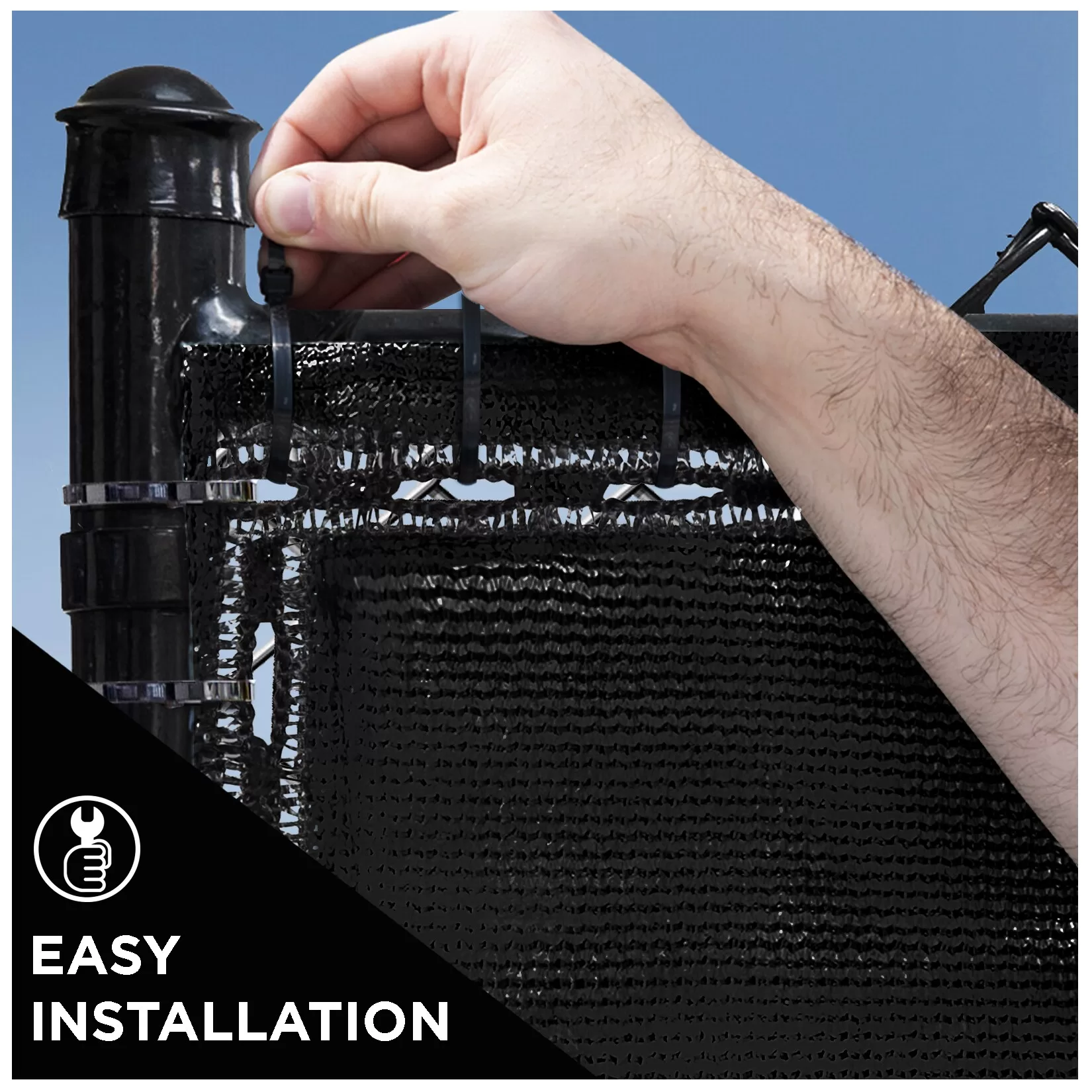 BOEN 10-ft H x 150-ft W Black Polyethelene Chain Link Fence Screen - Image 3