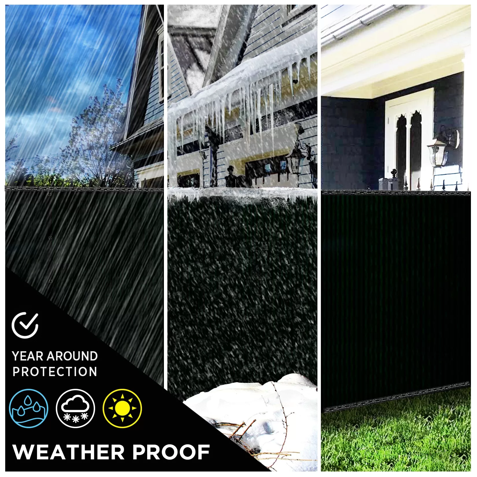 BOEN 10-ft H x 150-ft W Black Polyethelene Chain Link Fence Screen - Image 2