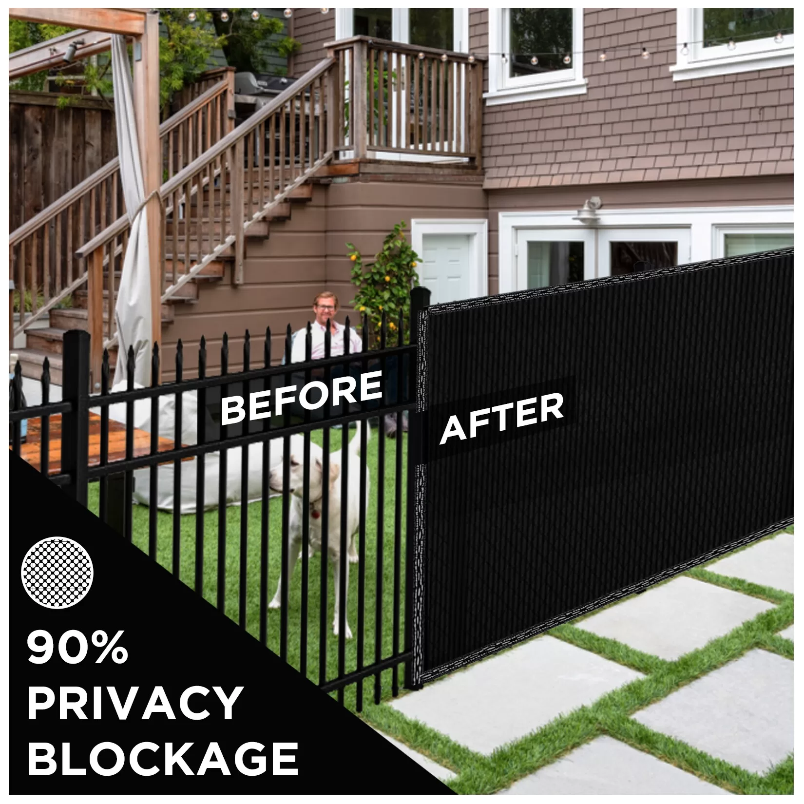 BOEN 10-ft H x 150-ft W Black Polyethelene Chain Link Fence Screen - Image 4