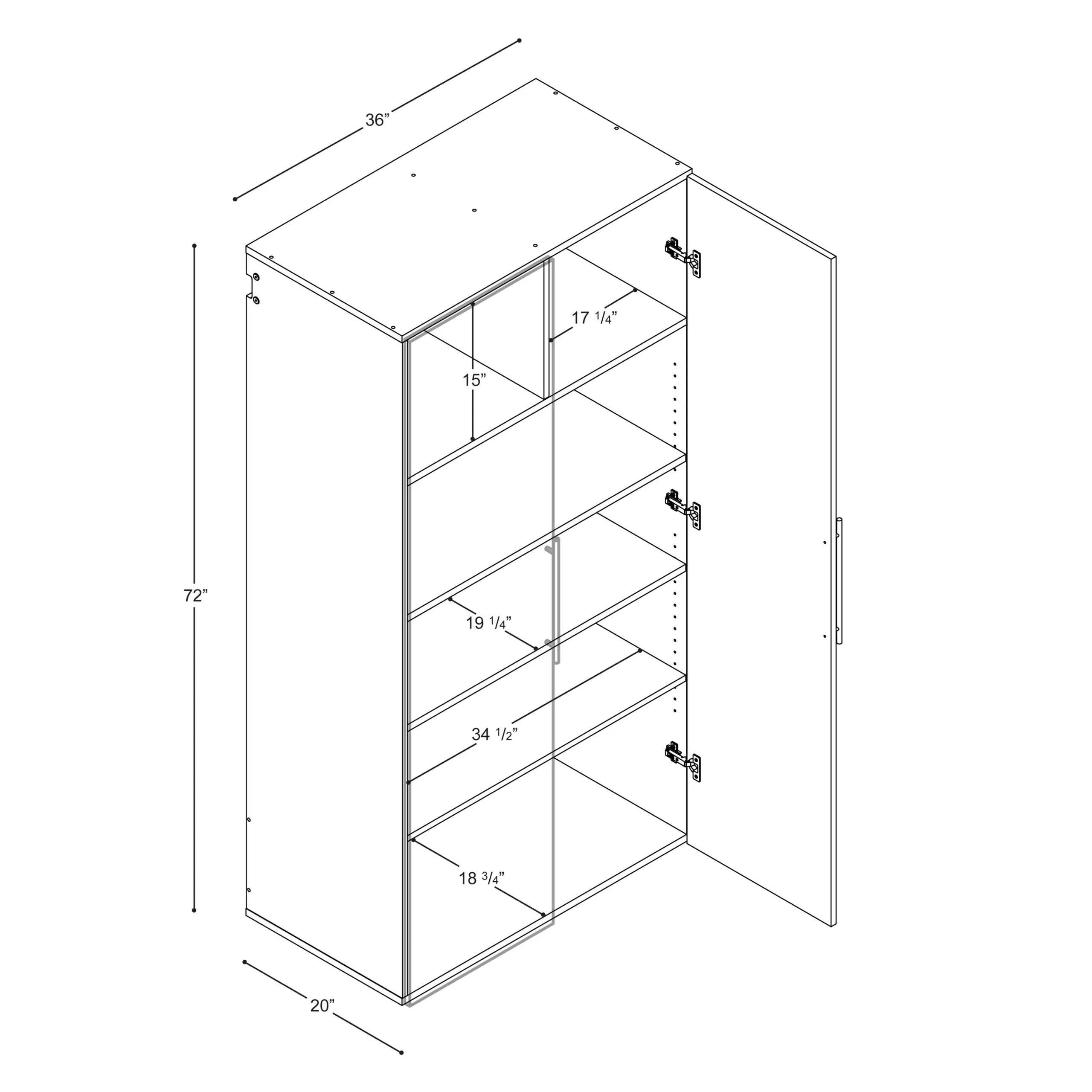 Prepac HangUps 36-in W x 72-in H Wood Composite White Wall-mount Utility Storage Cabinet - Image 7