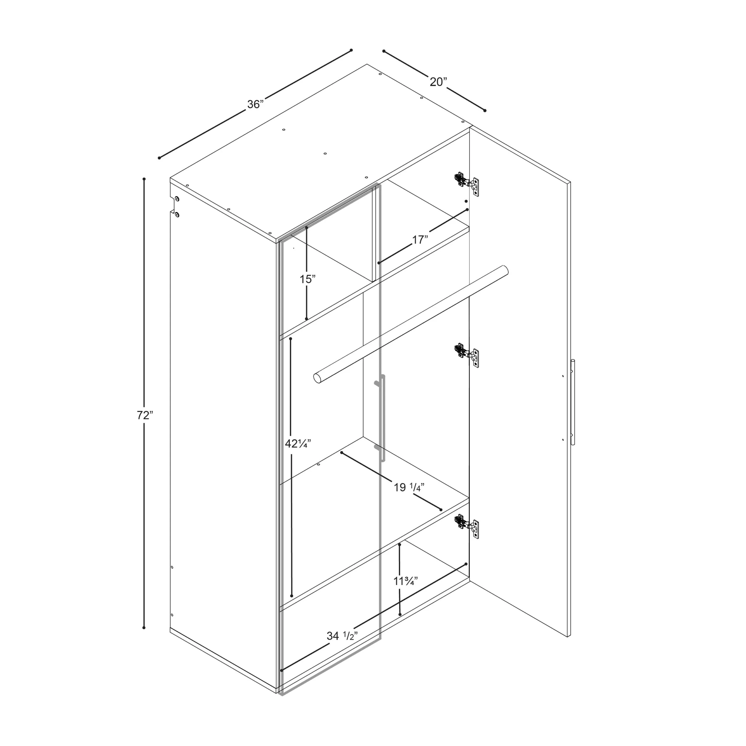 Prepac HangUps 36-in W x 72-in H Wood Composite White Wall-mount Utility Storage Cabinet - Image 8