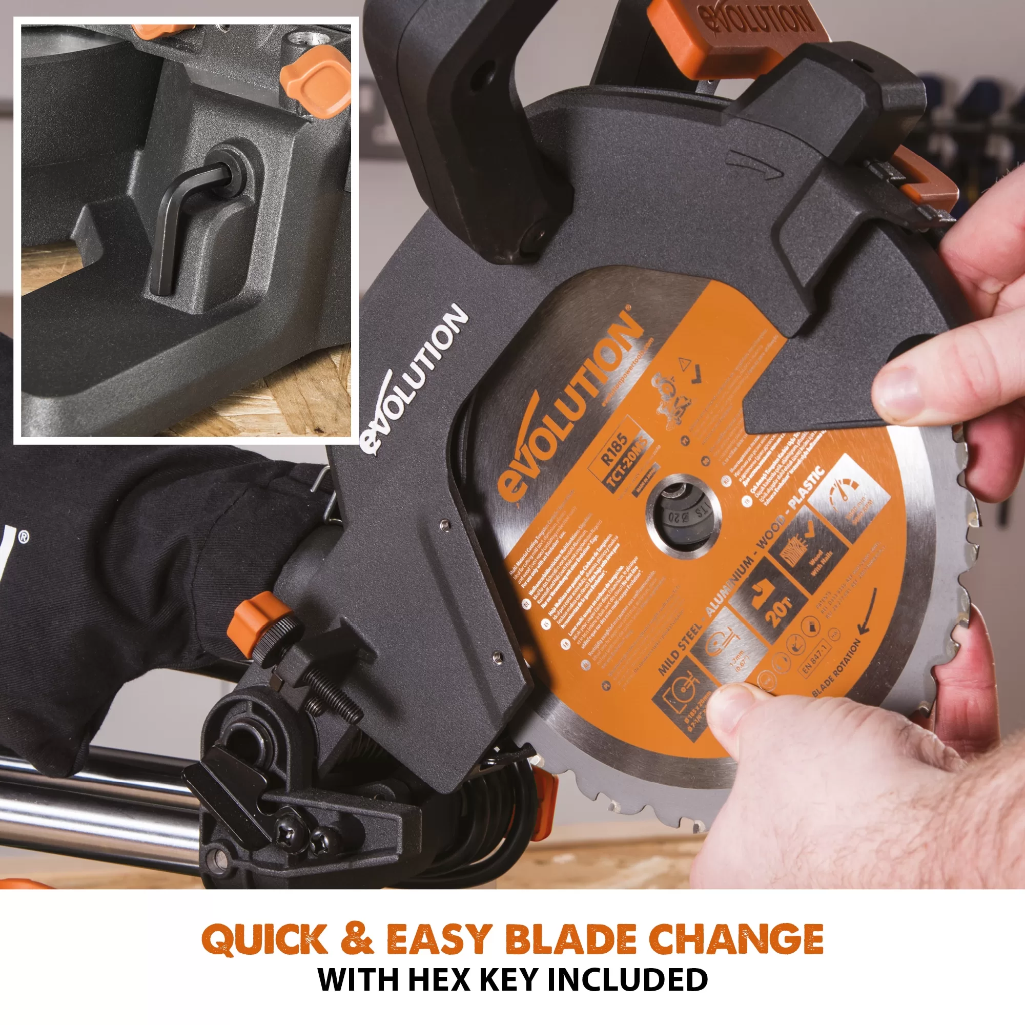 Evolution R185SMS+ 7-1/4-in 10-Amp Single Bevel Sliding Compound Corded Miter Saw with Laser Guide (Corded) - Image 11