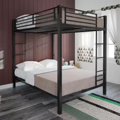 DHP Sidney Full over Full Metal Bunk Bed, Black