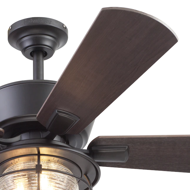 Harbor Breeze Merrimack II 52-in Bronze LED Indoor/Outdoor Downrod or Flush Mount Ceiling Fan with Light (5-Blade) - Image 13