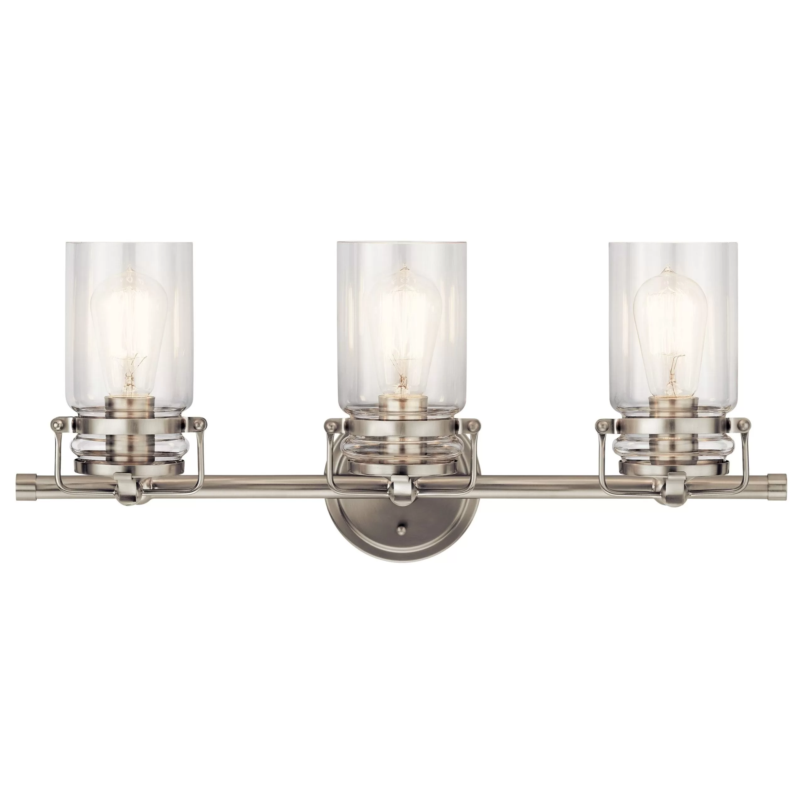 Kichler 45689NI Brinley 24-in 3-Light Brushed Nickel Farmhouse Vanity Light - Image 4