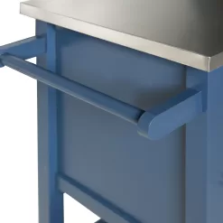 Alternative view of Linon Blue Wood Base with Stainless Steel Metal Top Rolling Kitchen Cart (25.5-in x 17.99-in x 36.02-in)