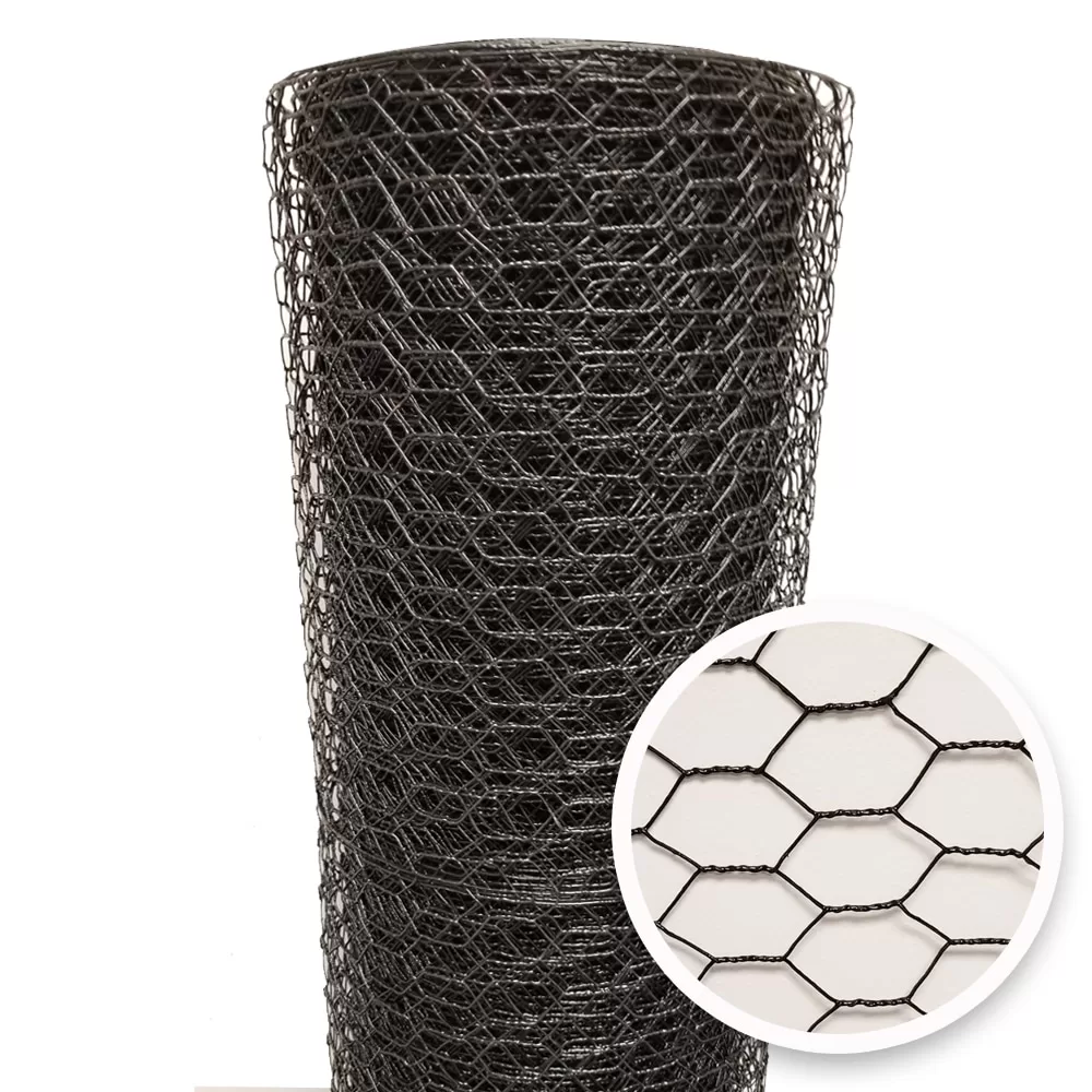 Acorn International 150-ft x 6-ft 20-Gauge Black Vinyl-coated Steel Poultry Netting Rolled Fencing with Mesh Size 1-in - Image 3