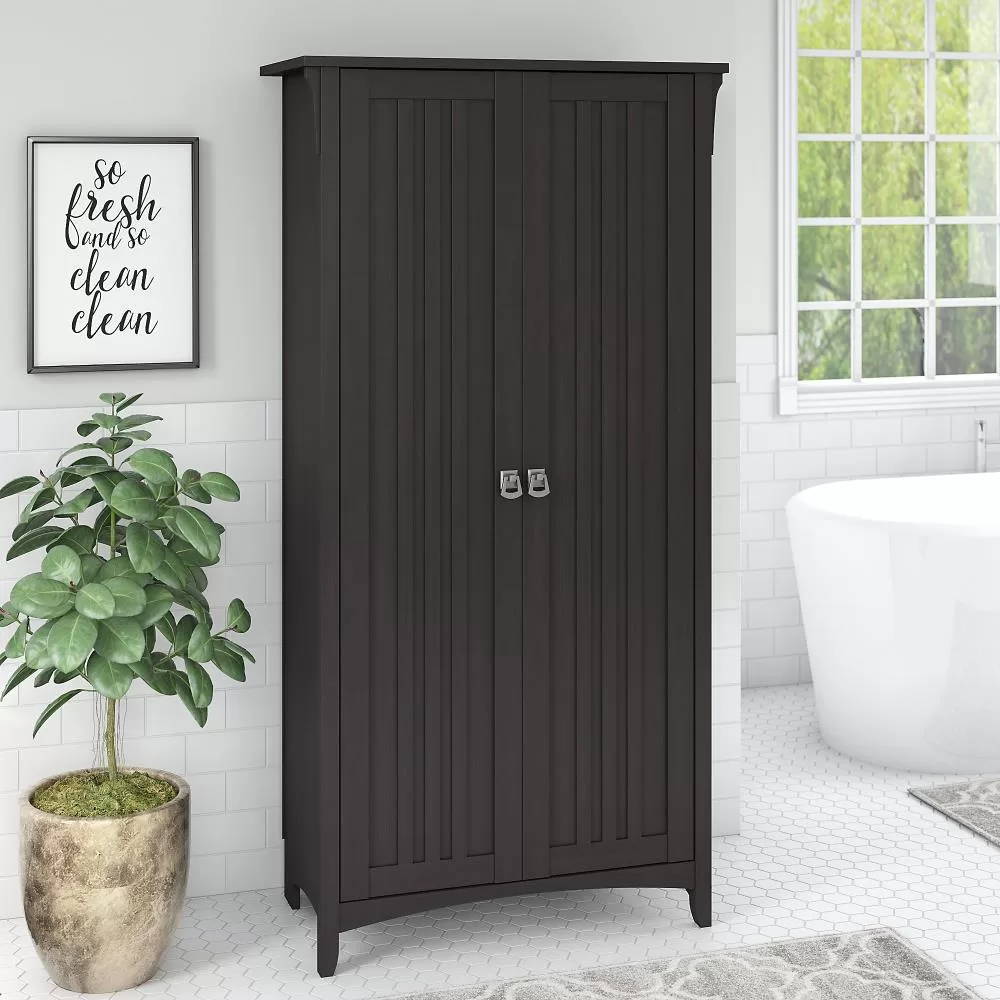 Bush Furniture Salinas 31.5-in W x 62.95-in H Wood Composite Vintage Black Freestanding Utility Storage Cabinet - Image 2