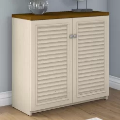 Alternative view of Bush Furniture Fairview 31.73-in W x 30.71-in H Wood Composite Antique White/Tea Maple Freestanding Utility Storage Cabinet