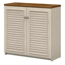 Bush Furniture Fairview 31.73-in W x 30.71-in H Wood Composite Antique White/Tea Maple Freestanding Utility Storage Cabinet