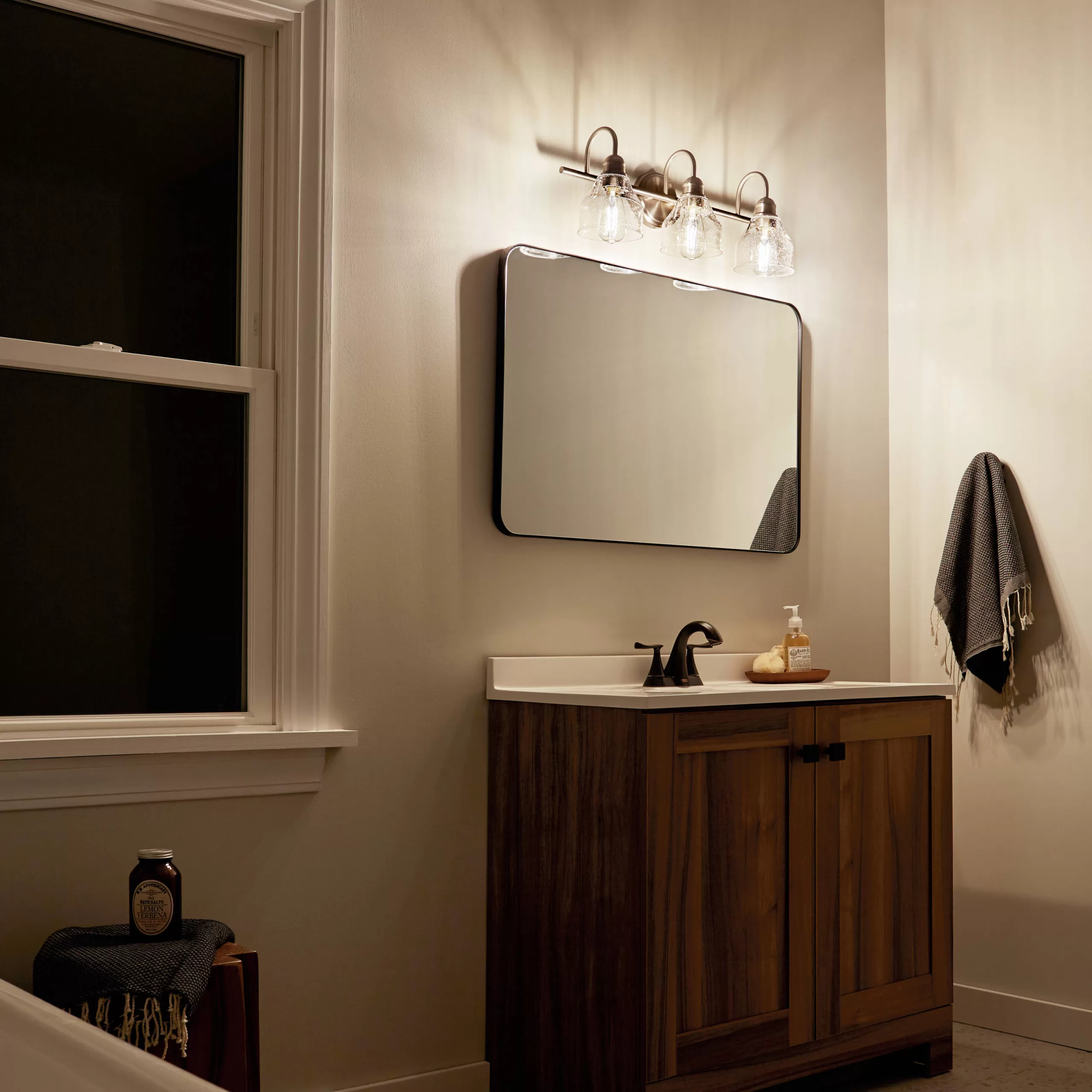 Kichler Avery 24-in 3-Light Brushed Nickel Farmhouse Vanity Light - Image 2