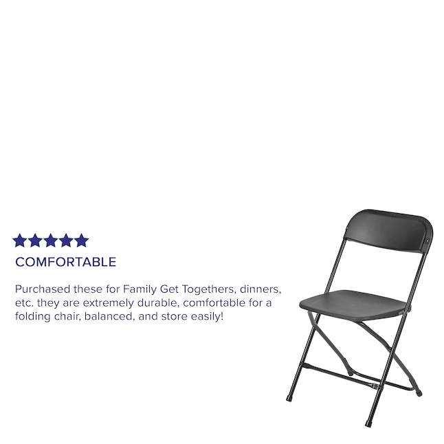 Flash Furniture 10-Pack Black Standard Folding Chair with Solid Seat (Indoor) - Image 4