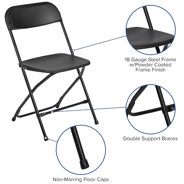 Flash Furniture 10-Pack Black Standard Folding Chair with Solid Seat (Indoor) - Image 5
