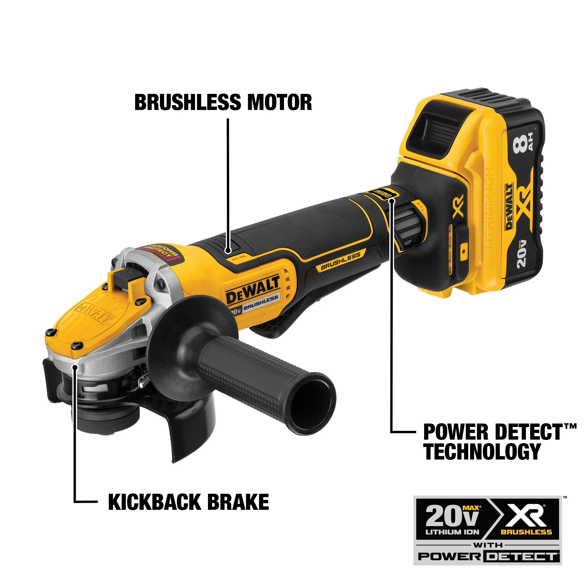 DEWALT DCG415W1 5-in 20-volt Max-Amp Paddle Switch Brushless Cordless Angle Grinder (Charger Included and 1-Battery) - Image 11