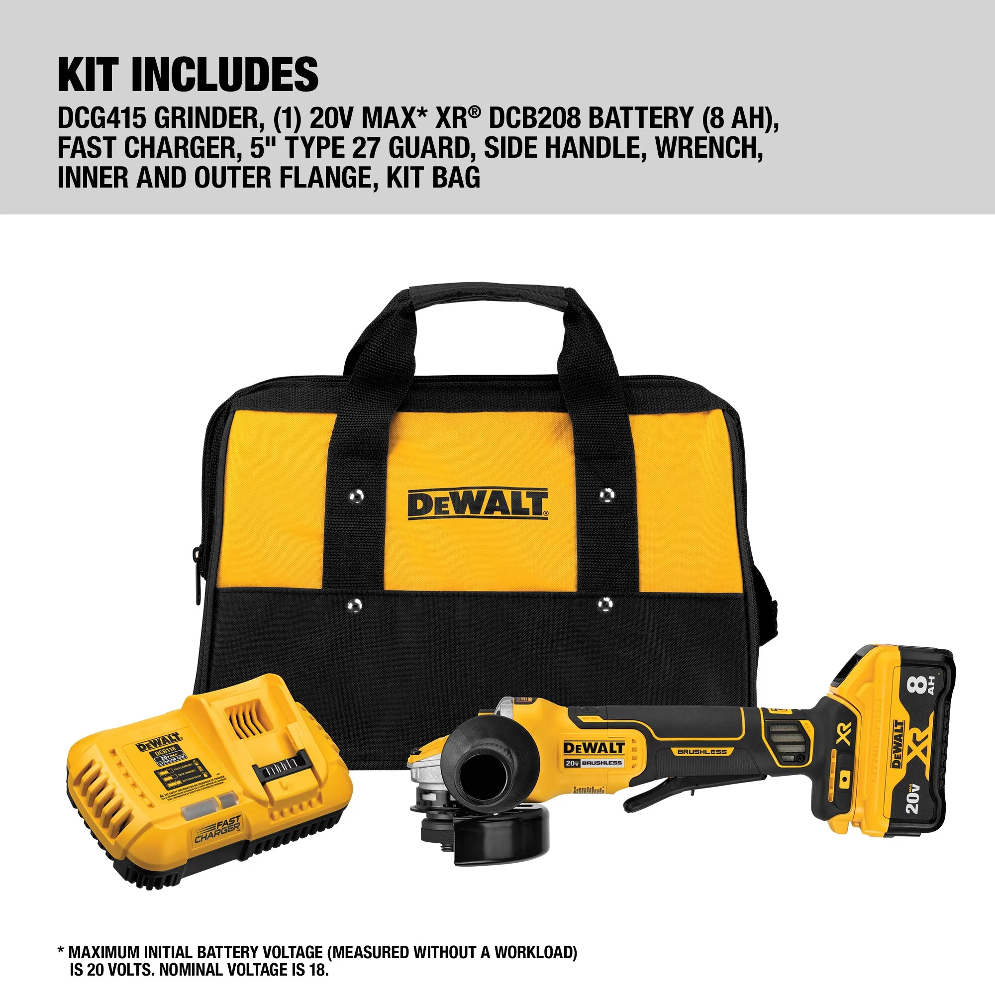 DEWALT DCG415W1 5-in 20-volt Max-Amp Paddle Switch Brushless Cordless Angle Grinder (Charger Included and 1-Battery) - Image 12