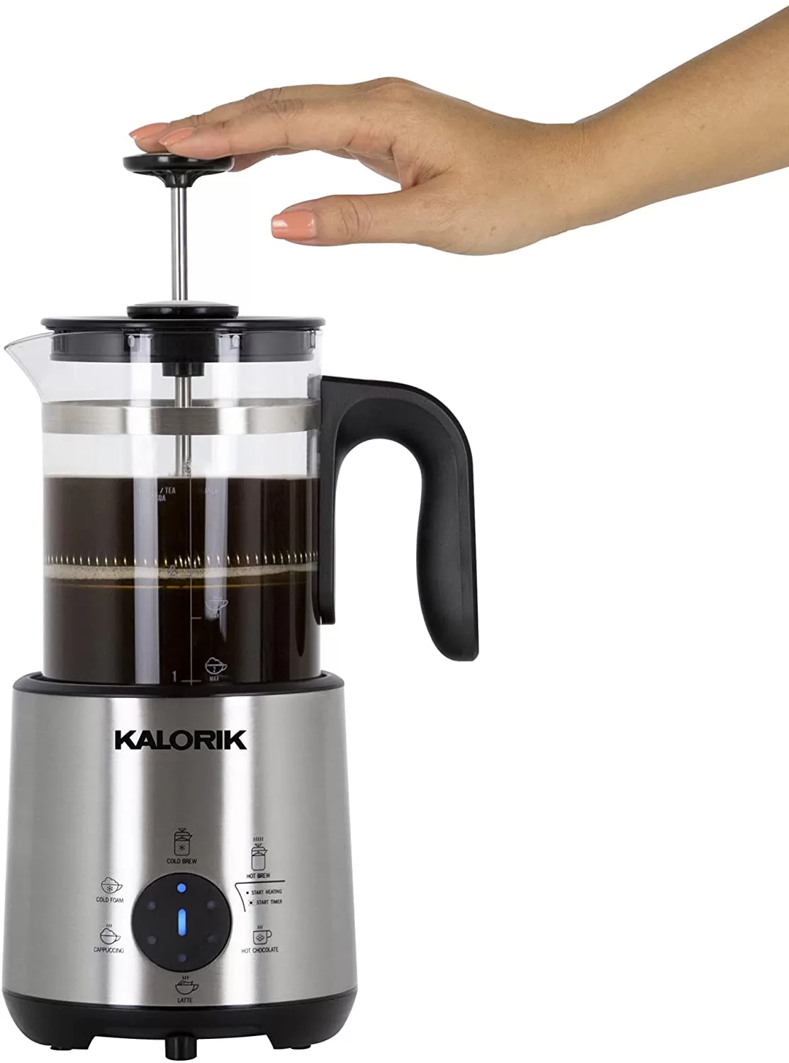 Kalorik Bartista, French Press Coffee Maker Milk Frother 8 in 1 Multi-Use, Stainless Steel - Image 8