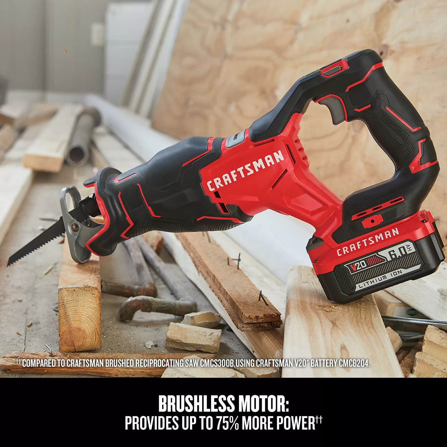 CRAFTSMAN V20 20-volt Max Variable Speed Brushless Cordless Reciprocating Saw (Tool Only) - Image 4