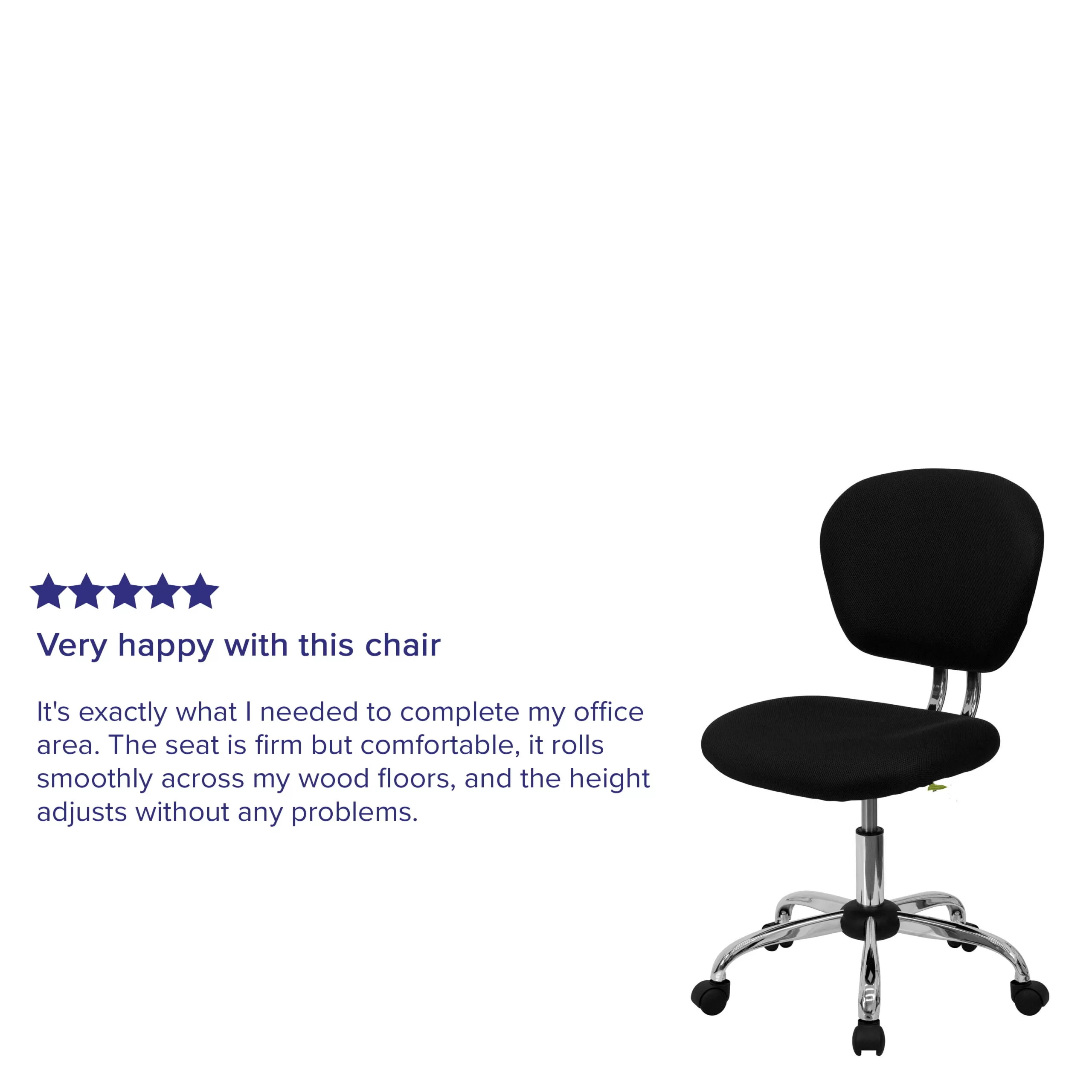 Flash Furniture Mid-Back Black Mesh Padded Swivel Task Office Chair with Chrome Base