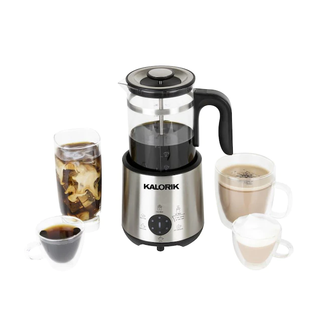 Kalorik Bartista, French Press Coffee Maker Milk Frother 8 in 1 Multi-Use, Stainless Steel - Image 4