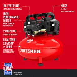 Alternative view of CRAFTSMAN 6-Gallons Single Stage Portable Corded Electric Pancake Air Compressor with Accessories