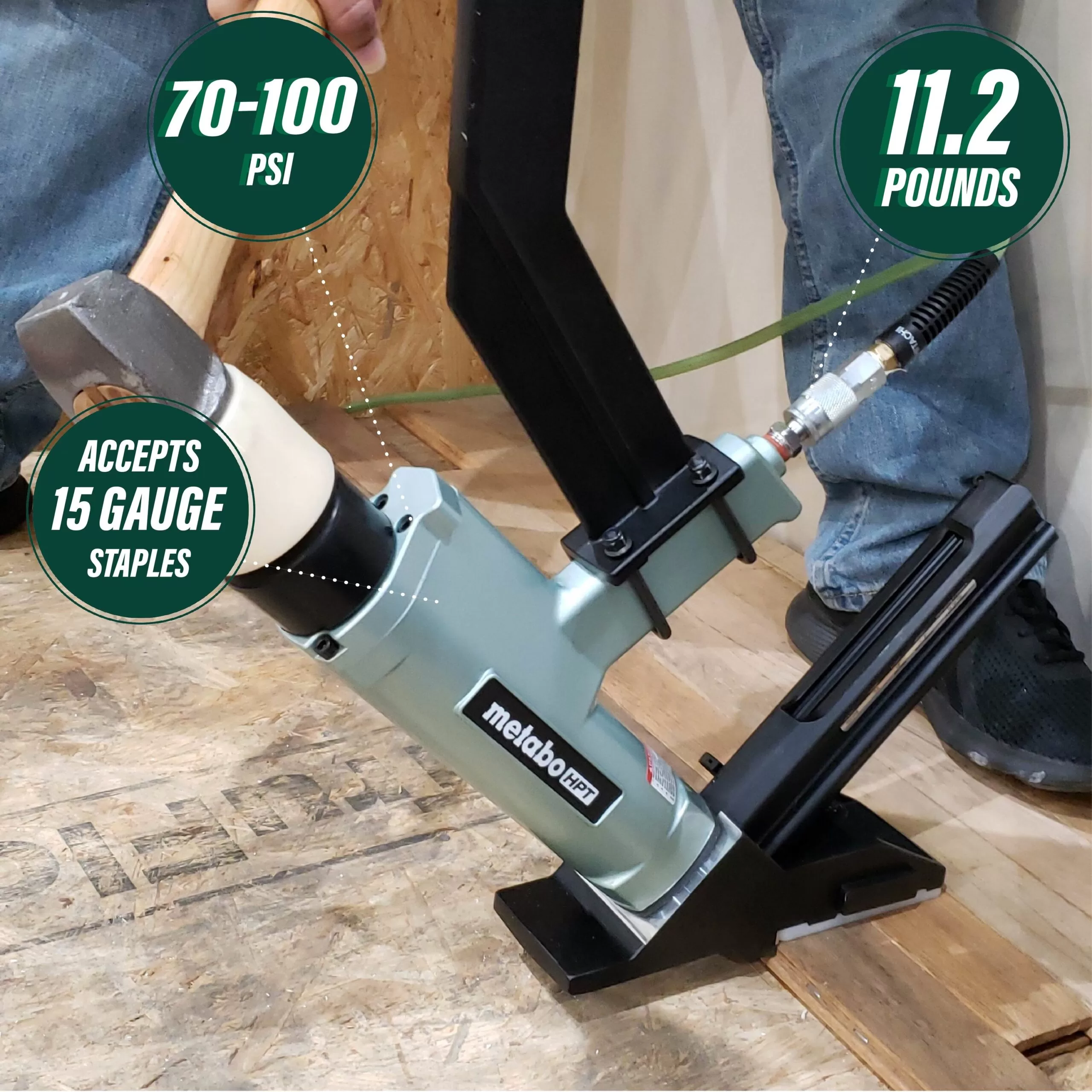 Metabo HPT 15.5-Gauge 1/2-in Medium Crown Flooring Pneumatic Stapler - Image 2