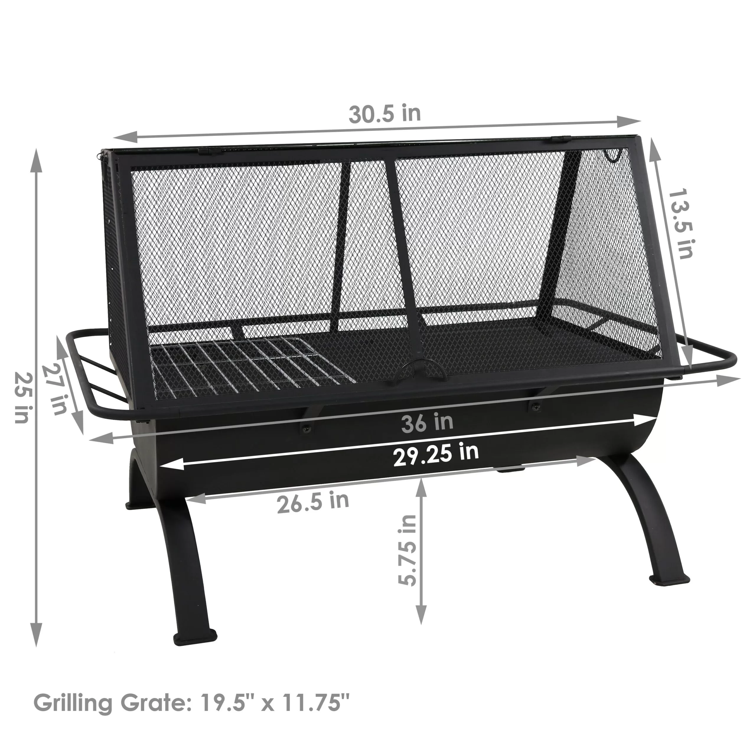 Sunnydaze Decor 27-in W Black Steel Wood-Burning Fire Pit - Image 5