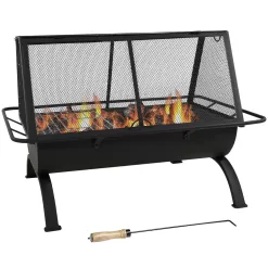Sunnydaze Decor 27-in W Black Steel Wood-Burning Fire Pit