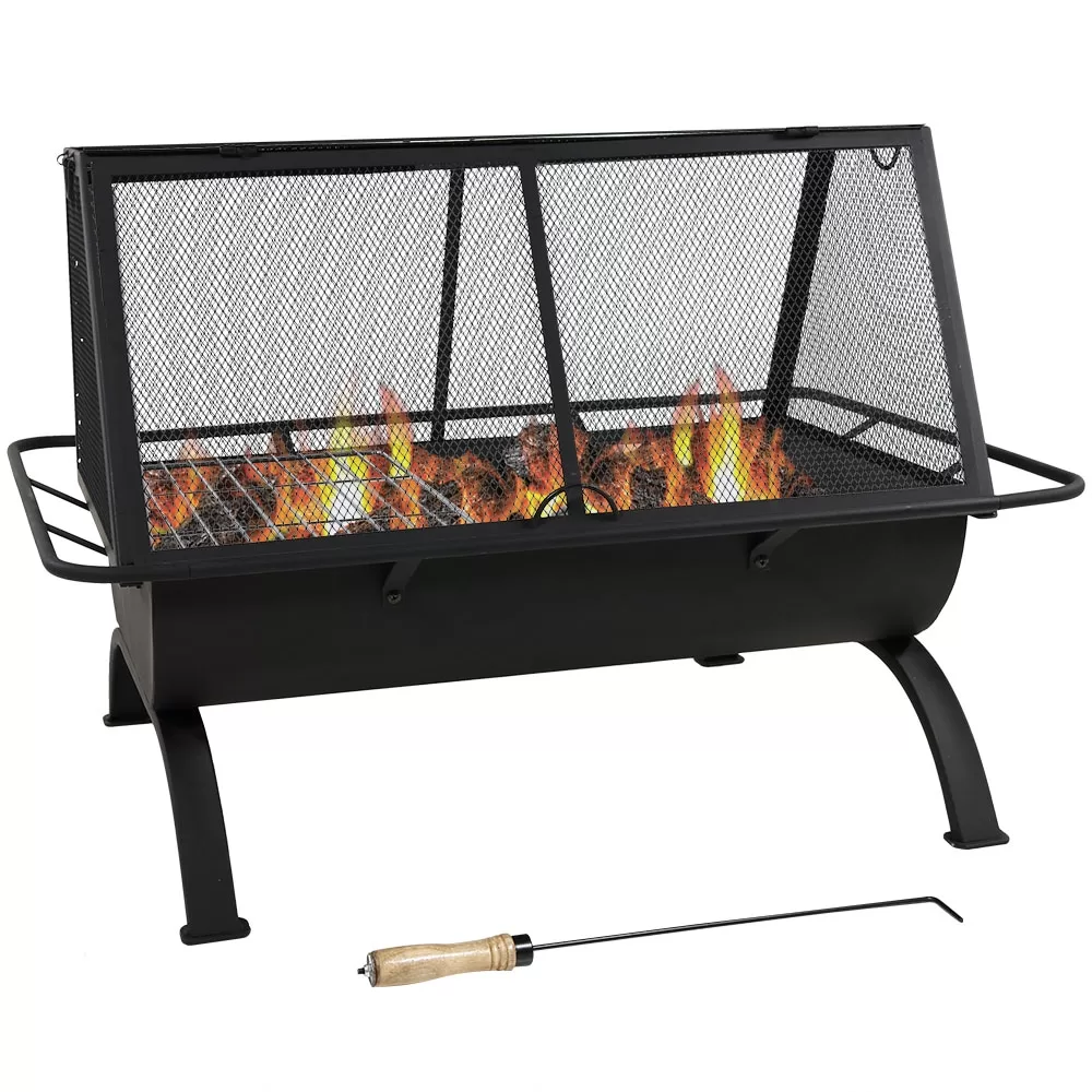 Sunnydaze Decor 27-in W Black Steel Wood-Burning Fire Pit