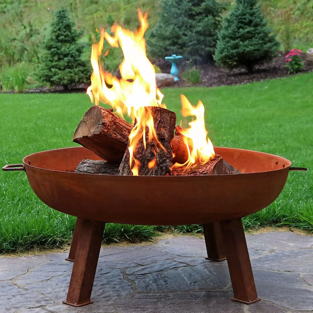 Sunnydaze Decor 34-in W Orange Cast Iron Wood-Burning Fire Pit - Image 2