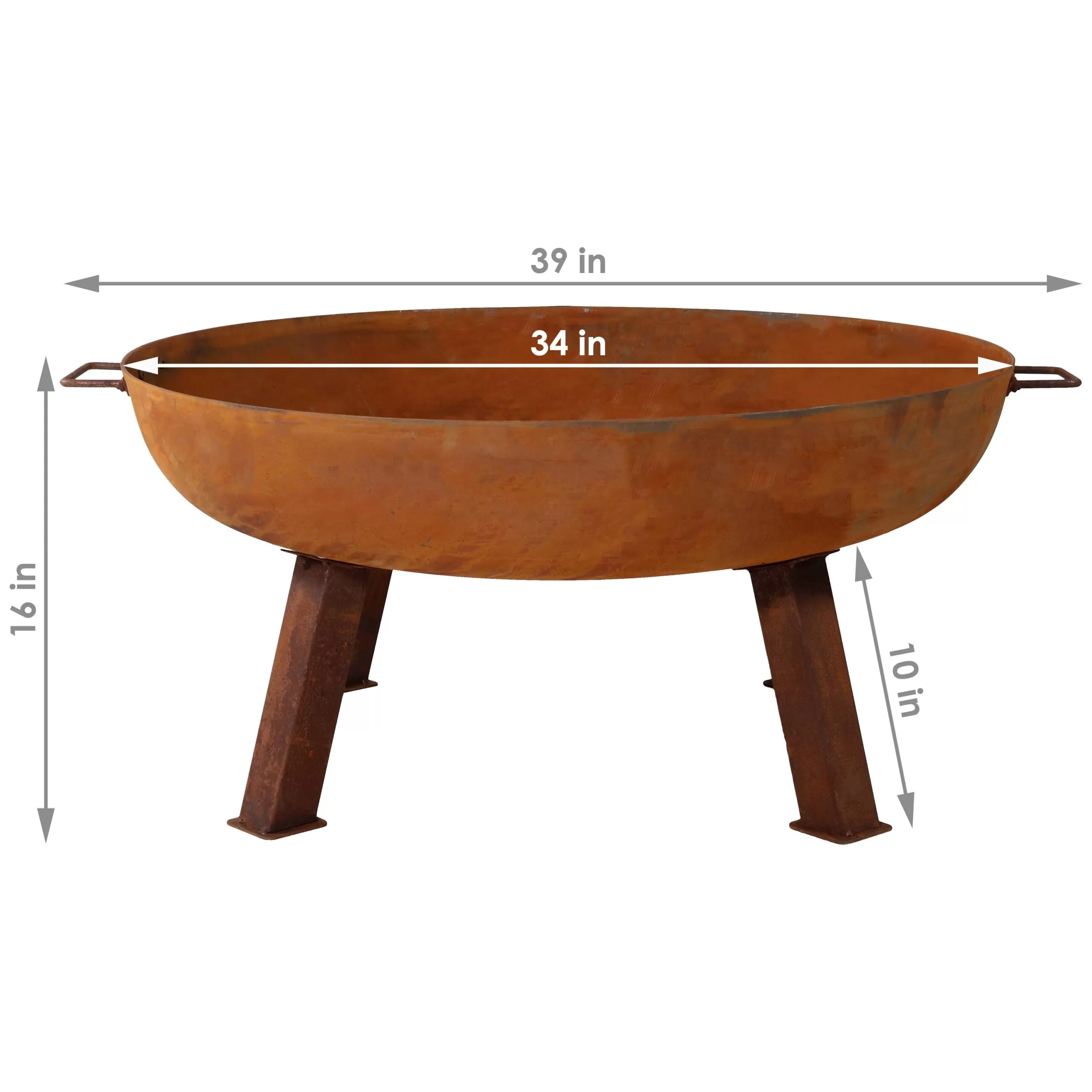 Sunnydaze Decor 34-in W Orange Cast Iron Wood-Burning Fire Pit - Image 3